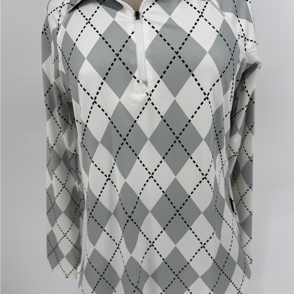 Gray Argyle women’s quarter zip long sleeve Shirt